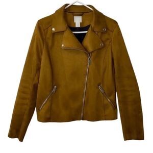 H&M Brown Biker Faux Suede Jacket(Size 8)